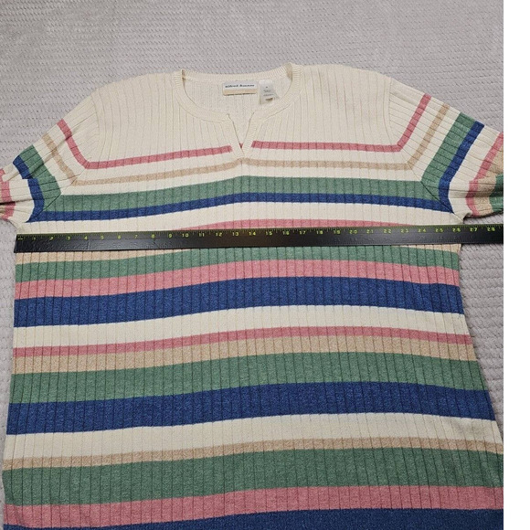 Alfred Dunner Sweater Womens 3x Striped Ribbed V Cut Neck - Picture 3 of 6